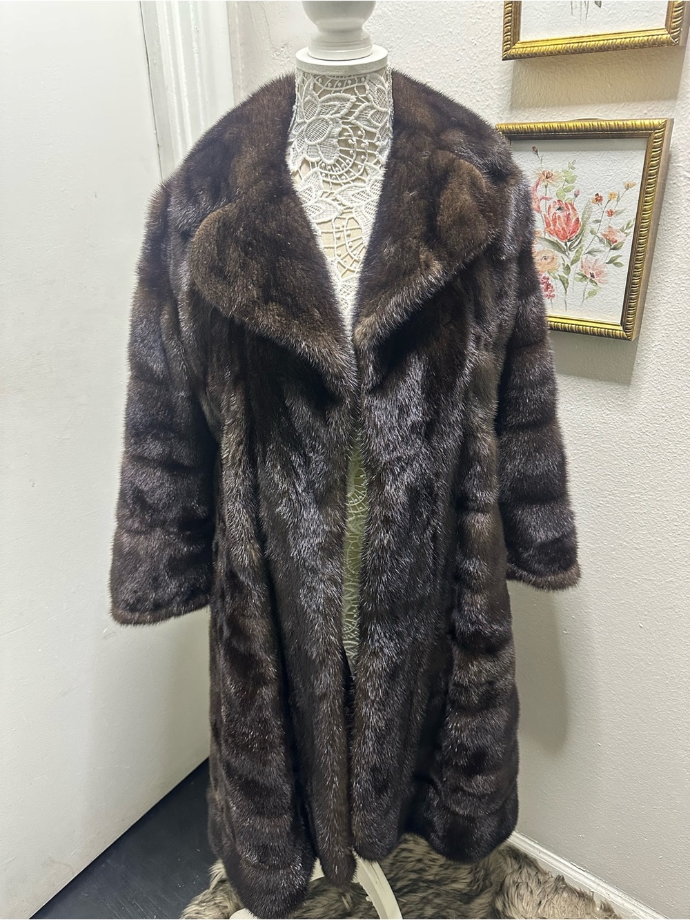 Long Chocolate Brown OTTER Fur Coat